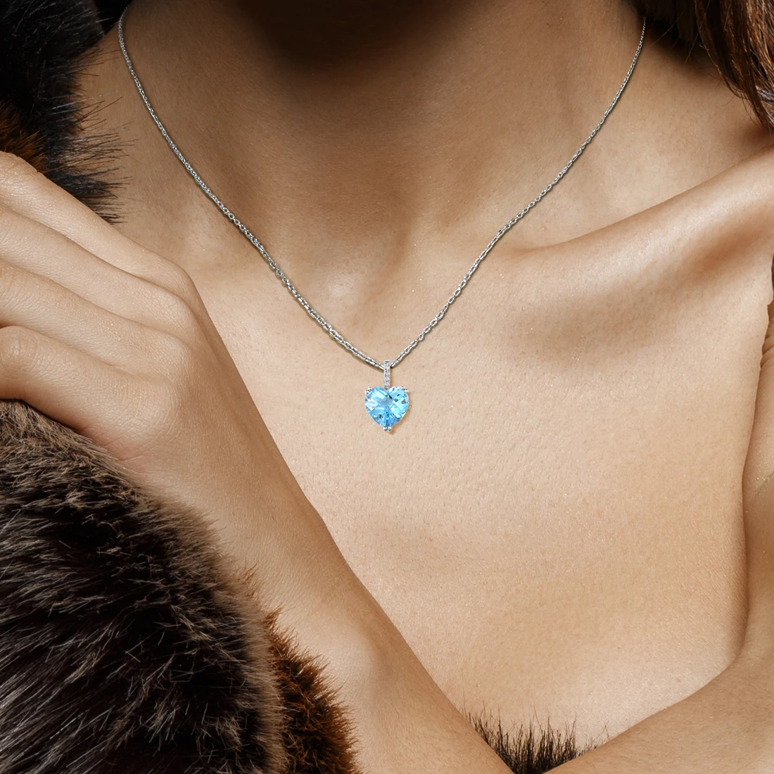 Pendant for pendant necklace gold necklace gold scarab pendant Women Radiant Sky Blue Topaz/Garnet/Smoky Quartz Diamond Fine Jewelry VISTOSO Genuine 14K 585 Rose/White/Yellow Gold