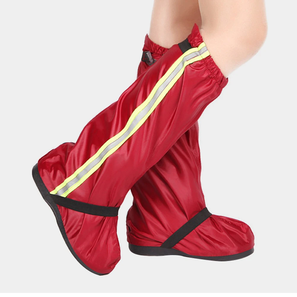 

Men Women Reusable Reflective Tape Outdoor Waterproof Shoe Cover Adults Non Slip Long Motorcycle Oxford Cloth Bike Cycling