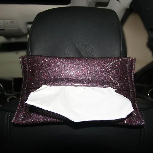 Bling PU кожаный автостайлинг коробка для салфеток Алмазная Хрустальная корона автоматическая коробка для салфеток