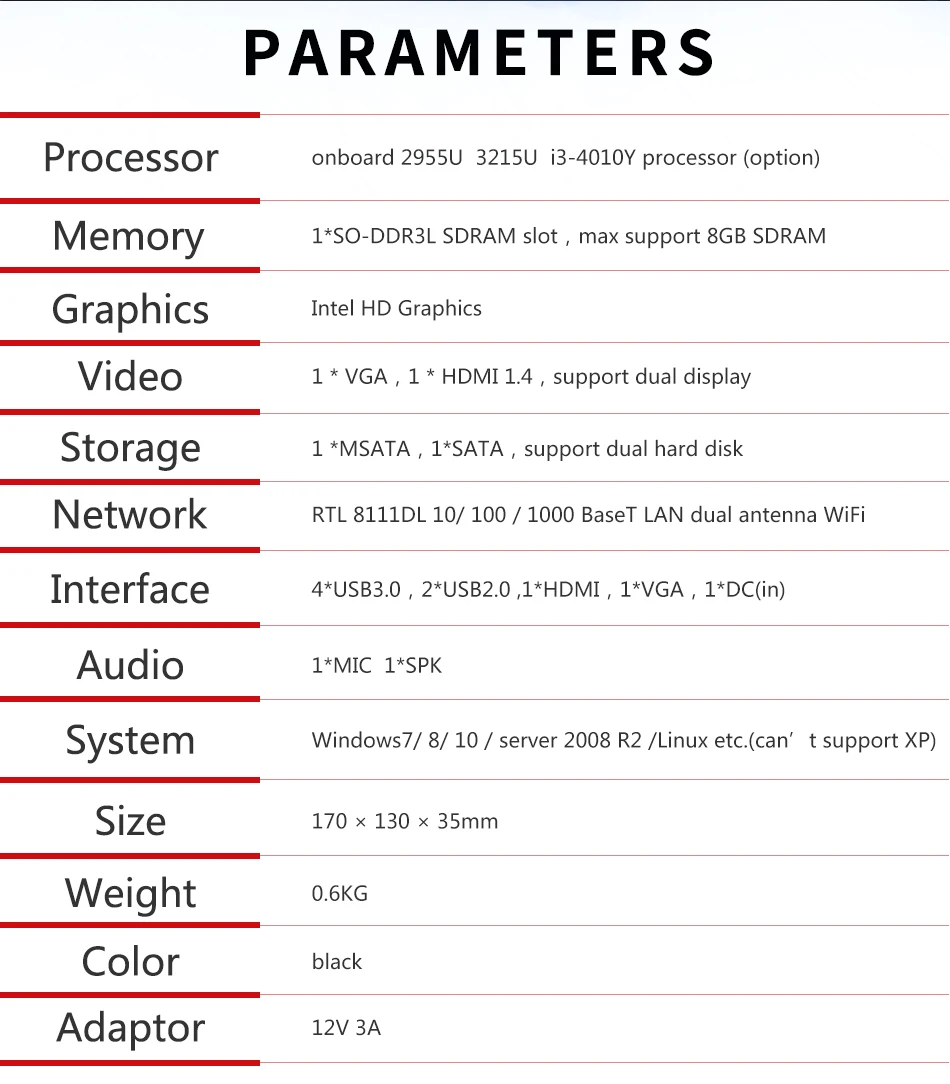 MSECORE 2955U i3-4020Y безвентиляторный мини ПК Windows 10 HTPC промышленный настольный компьютер intel linux intel VGA HDMI wifi