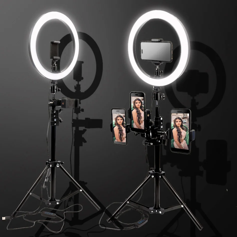 

10inch 26cm USB Interface Dimmable LED Selfie Ring Light Camera Phone Photography Equipment Video Makeup Lamp With Tripod Light