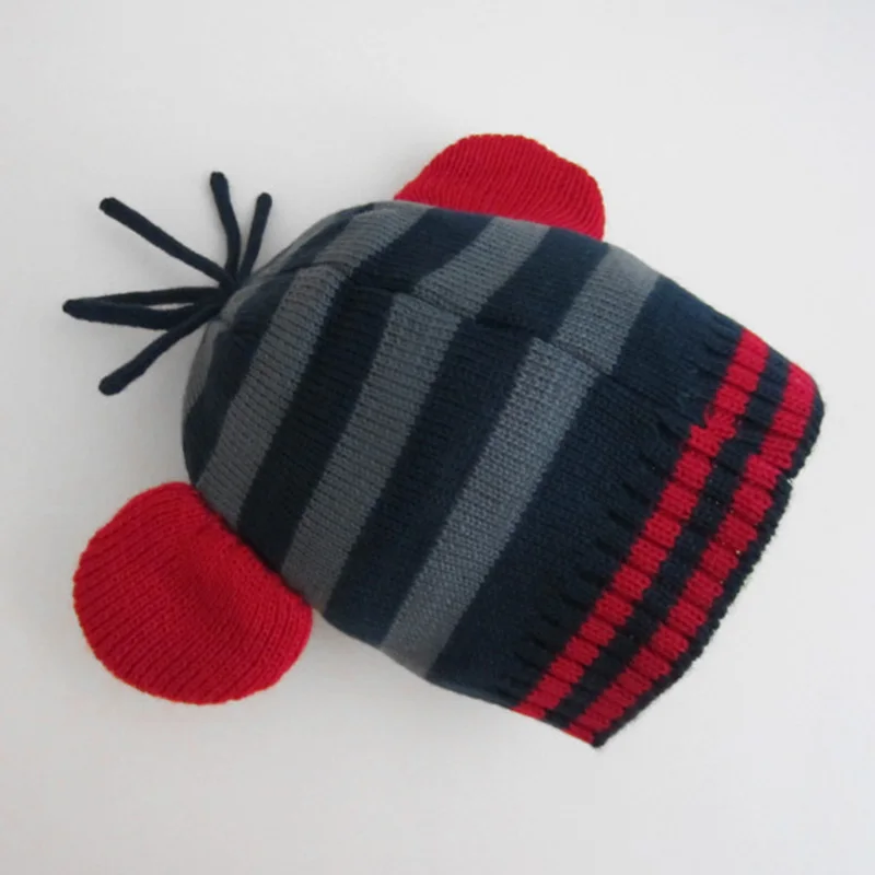 Monkey Baby Beanies Hat Toddler Girls Boys Knitted Acrylic Cap Elastic Soft Hat Cute Printing and Ears Thicken Warm Winter Hat