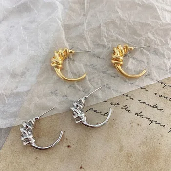 

Simple Vintage Gold Silver Color Twining Geometric C Stud Earrings for Women Accessories Girl Minimalist Fashion Jewelry