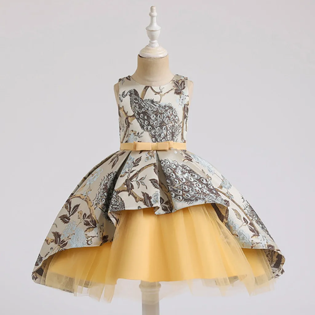 Кружевное фатиновое платье для девочек Пышное Платье для принцессы с юбкой-пачкой свадебное платье с цветочным рисунком для маленьких детей, праздничное платье для дня рождения платья для выпускного вечера