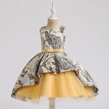 Кружевное фатиновое платье для девочек Пышное Платье для принцессы с юбкой-пачкой свадебное платье с цветочным рисунком для маленьких детей, праздничное платье для дня рождения платья для выпускного вечера
