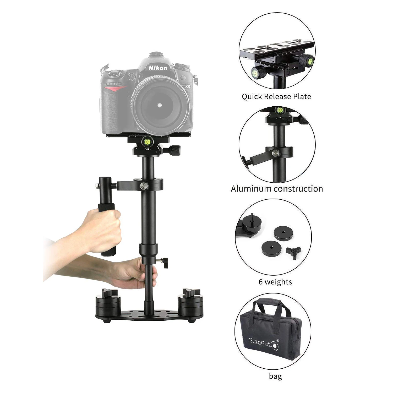 S40+ 0.4M 40CM Aluminum Alloy Handheld Steadycam Stabilizer for Steadicam for Canon Nikon Sony AEE DSLR Video Camera Accessories