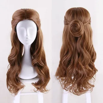 

Morematch Beauty And The Beast Princess Belle Wig Cosplay Costume Women Long Wavy Synthetic Hair Halloween Party Role Play Wigs