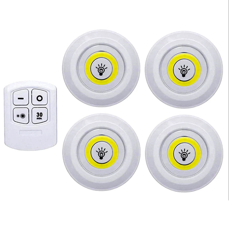 1Remote 4Lamp Диммируемый светодиодный Ночной светильник под шкаф с пультом дистанционного управления на батарейках светодиодный светильник s для шкаф для одежды ванная светильник ing - Испускаемый цвет: 1Remote 4Lamp