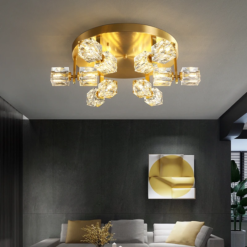 Jmzm Modern Crystal Chandelier LED Luxury Pendant Lights Villa Hanging Lamp Entrance Lobby Light For Living Room Bedroom | Лампы и