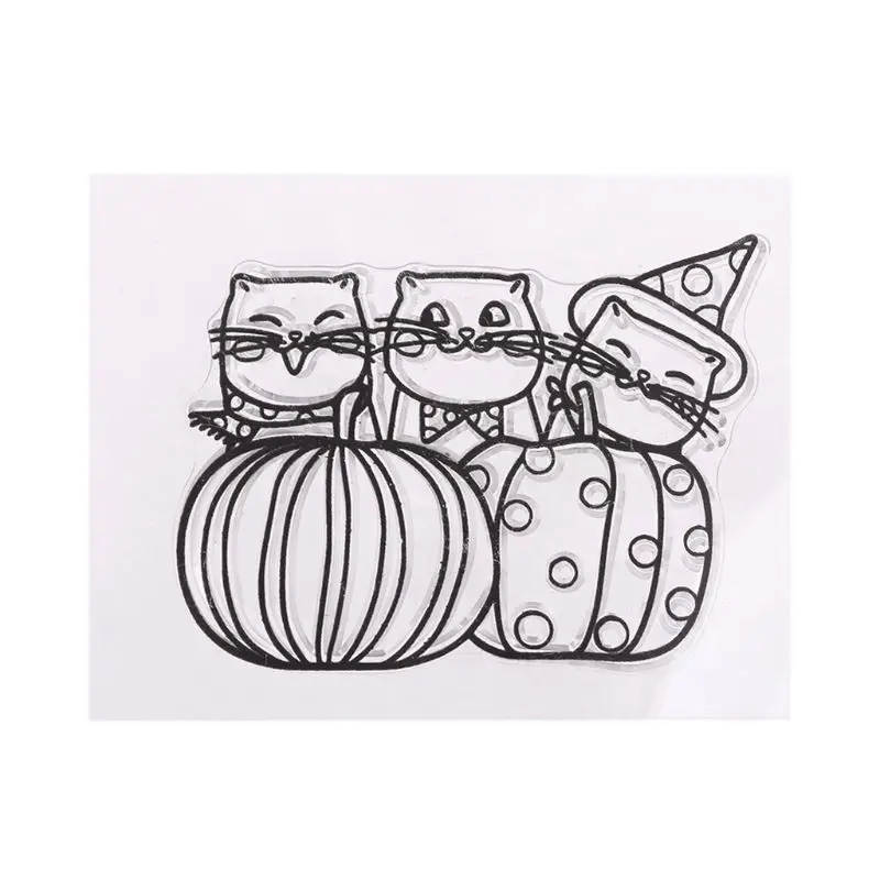 Pumpkin Cat Silicone Clear Seal Stamp DIY Scrapbooking Embossing Photo Albums 634E