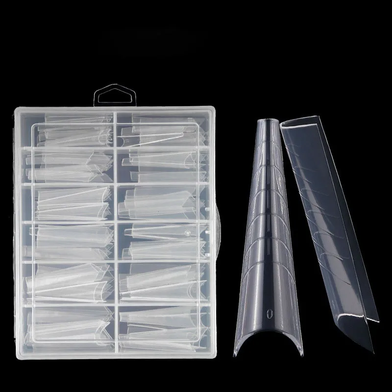 120Pcs Dual Forms Poly Nail Gel Quick Building Mold Tips Clear Finger Extension Nail Art UV Coffin & Nail Ballerina Tips Mold &*