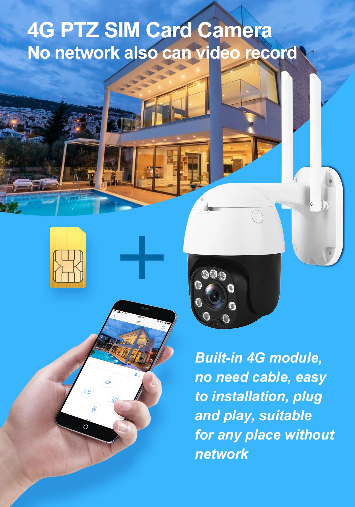 [Цена фанатов] 4G камера оптический зум 5X 1080P SIM WIFI PTZ IP купольная наружная