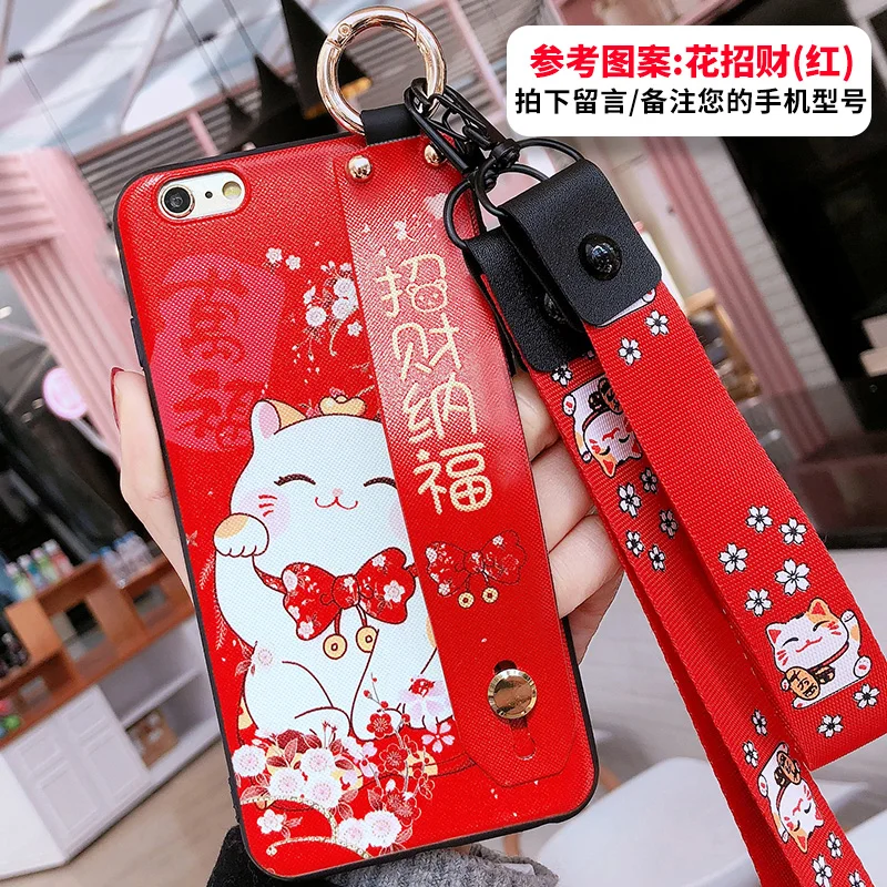Для iPhone 11 Pro Max милый счастливый кот ремешок на запястье задняя крышка чехол для iPhone X XS Max XR 6 7 8plus Maneki Neko Shell+ tpy+ ремни