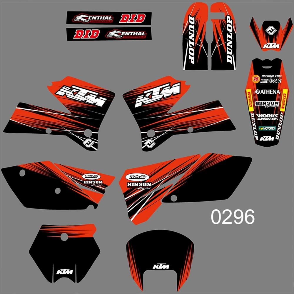 Для KTM SX 125 250 380 400 520 SX 2005 2006 Графика наклейки на заказ Номер Наименование лента 3M Полный Аксессуары для мотоциклов