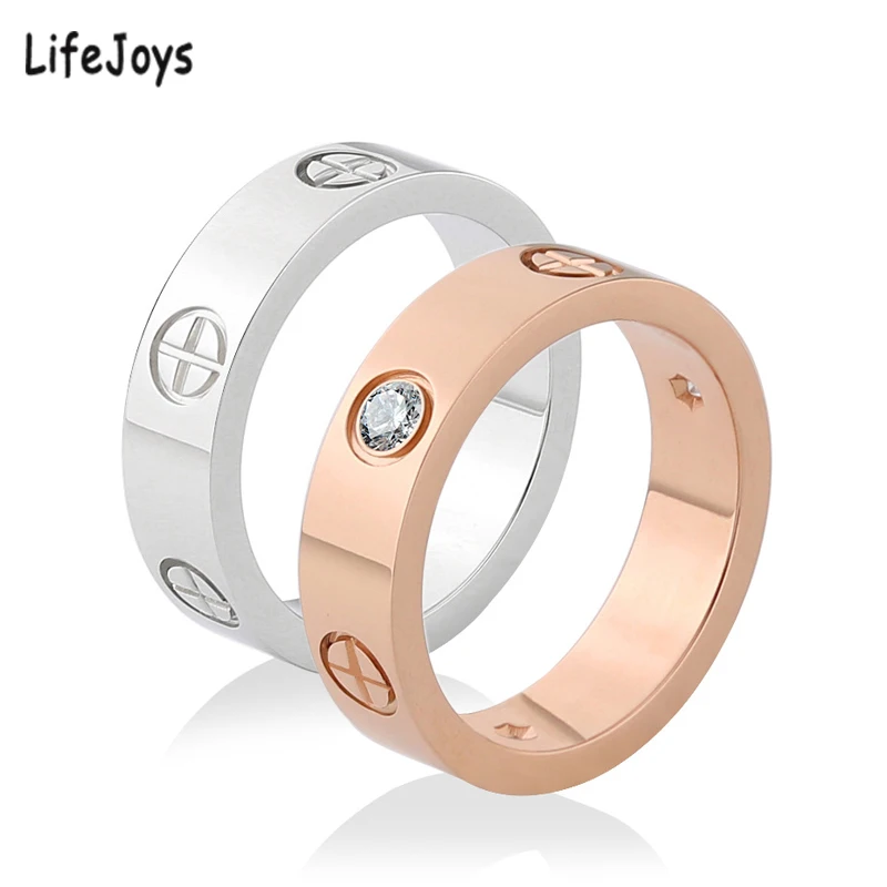 LifeJoys золотые винтовые кольца из нержавеющей стали с цирконом роскошные