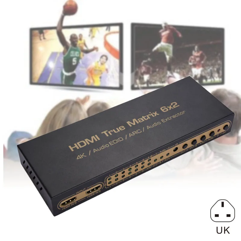 UK 6 в 2 из HDMI матричный распределитель поддержка HD 4K x 2K 3D Аудио Видео конвертер с пультом дистанционного управления 999 - Цвет: UK