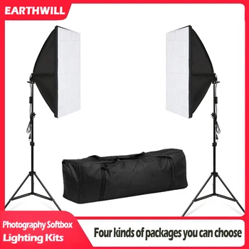 

Photography Softbox Lighting Kit 50x70 cm Photo Studio Equipment with E27 Socket and 2x5500K LED Lighting Bulbs