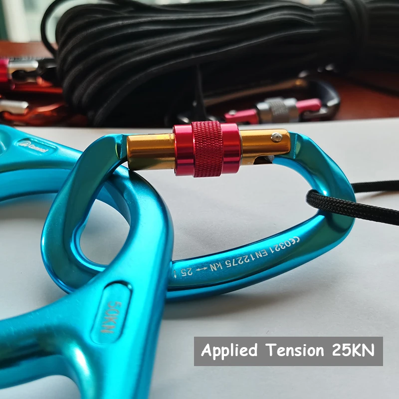 25KN Professional Climbing Carabiner D Shape Aviation Aluminum Safety Lock Outdoor Climbing Ascend Mountaineering Equipment climbing carabiner