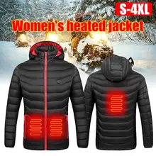 Heating Jacket USB Electric Long Sleeve Heated Coat Cotton Warm Winter Skiing Thermal Jacket