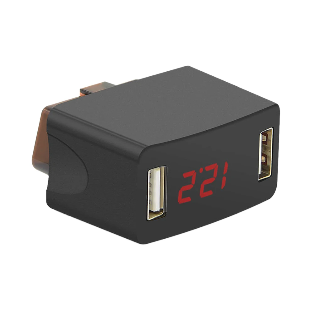 1 шт. Мини двойной USB зарядное устройство для автомобиля OBD зарядка 12 В 24 В с светодиодный дисплей напряжения гнездо автомобильного зарядного устройства Заводская мощность