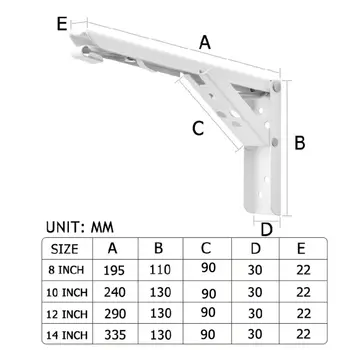 

2Pcs Triangle Folding Bracket Adjustable Wall Mounted Table Shelf Heavy Duty Bench Support Furniture Hardware Accessory