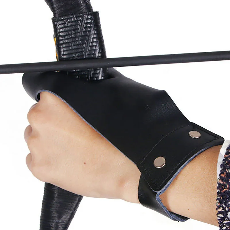 Shooting Protective Glove Two Fingers Hand Archery Arrow Bow Cow Leather Hunting Finger Protector Guard Accessories | Спорт и