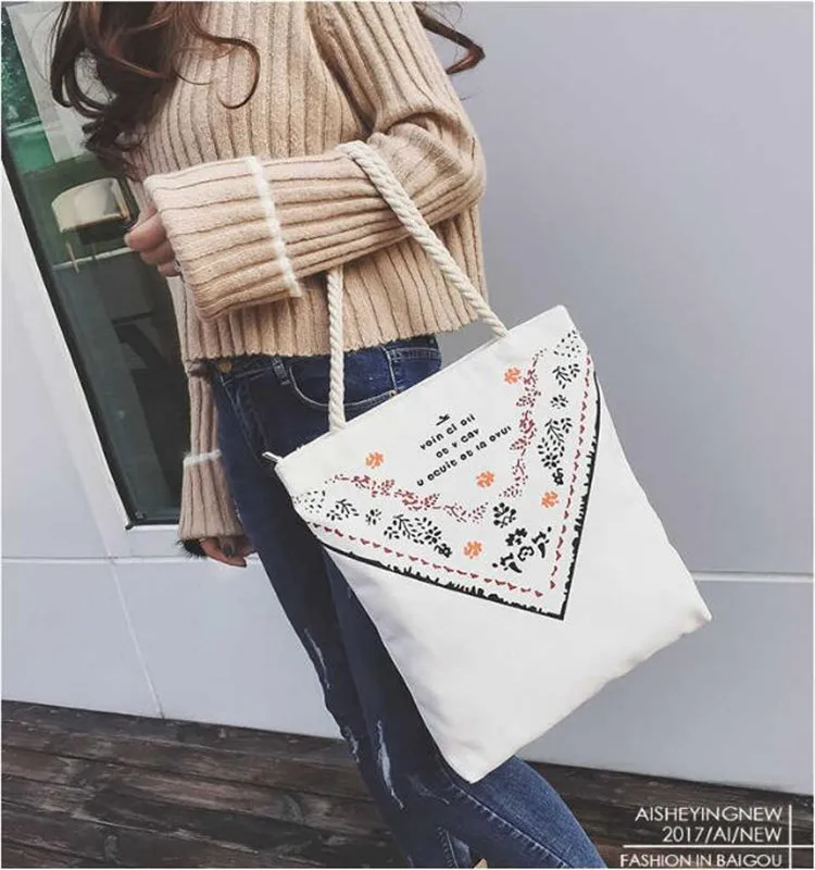 

White Canvas Bag Literature And Art Canvas Bag Hipster Women's Shoulder Students Carry Bag Carry Bag Japanese-style