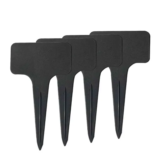 100Db Kerti Markerek Beszúrás T Típusú Tájüzem Címkék Pp Műanyag Kopás Ellenálló Uv -Ellenes Fekete Üres Plakk Zöldségcímkék - Image 3