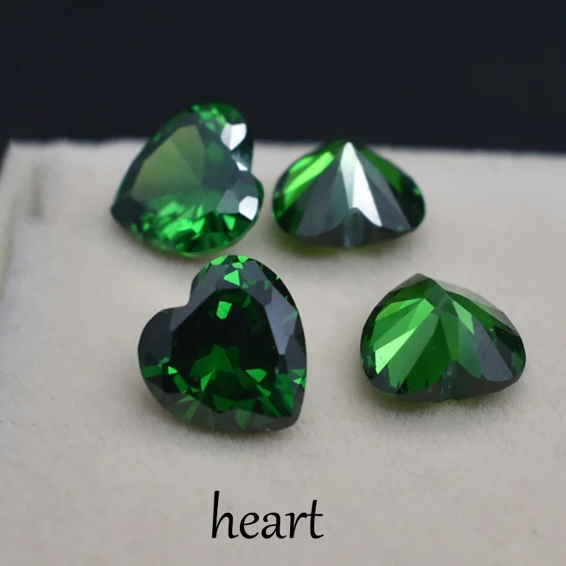 heart 1 шт. камень жизни 3A колумбийский изумруд корунд шпинель различных форм мозаичные украшения Diy зеленый камень AAA 5-7 мм - Цвет: heart