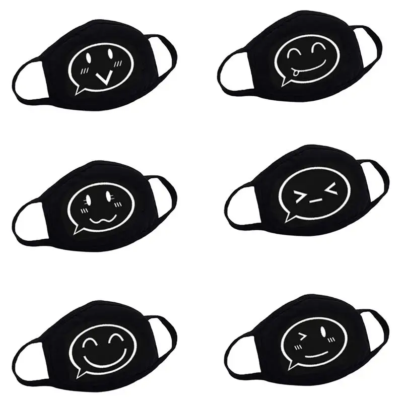 6pcs 6 шт мультфильм печать рот маска унисекс милый Экспрессия Анти Пыль маска для лица рот маска для наружной одежды аксессуары - Цвет: 6pcs