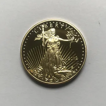 

5 Pcs non magnetic Freedom 2012 coin liberty 24K gold plated badge eagle 32.6 mm drop shipping orderacceptable souvenir coin