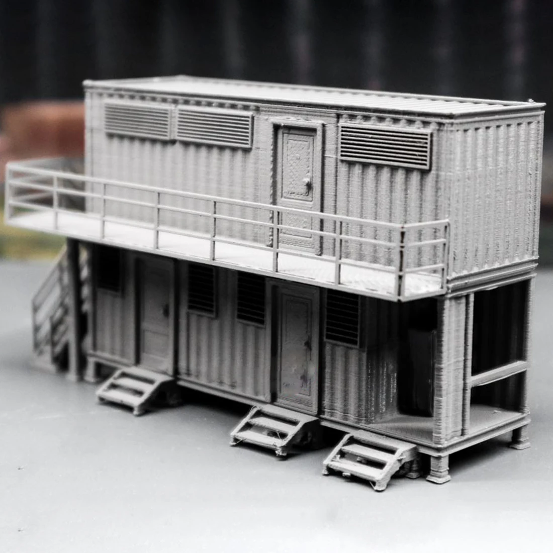 

1:87 HO Scale Train Railway Scene Decoration Two-Story Container House Model For Sand Table
