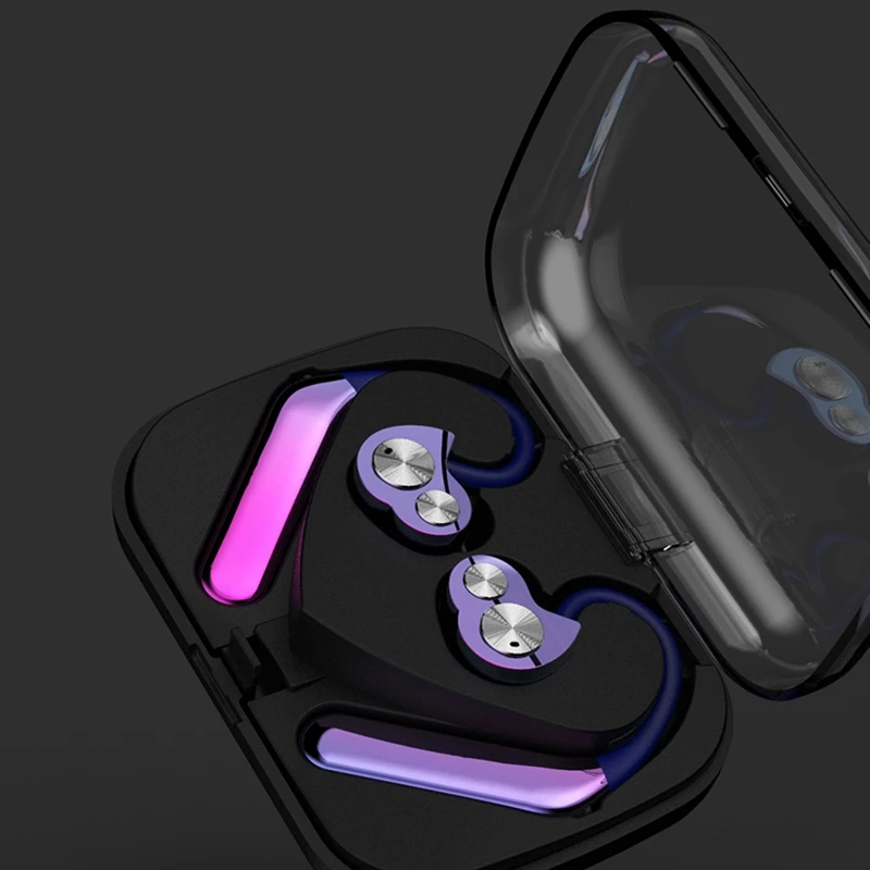 RISE-2Pcs Беспроводная bluetooth-гарнитура Tws двусторонние стерео подвесные наушники типа 5,0 спортивные водонепроницаемые стерео звуковые спортивные наушники