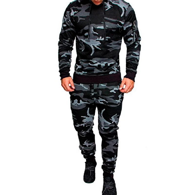 Camo Dark Gray-4 CYSINCOS, повседневный спортивный комбинезон, мужской комбинезон, длинный рукав, толстовка, худи, полиэстер, штаны, комбинезон для мужчин, комбинезоны - Цвет: Camo Dark Gray-4