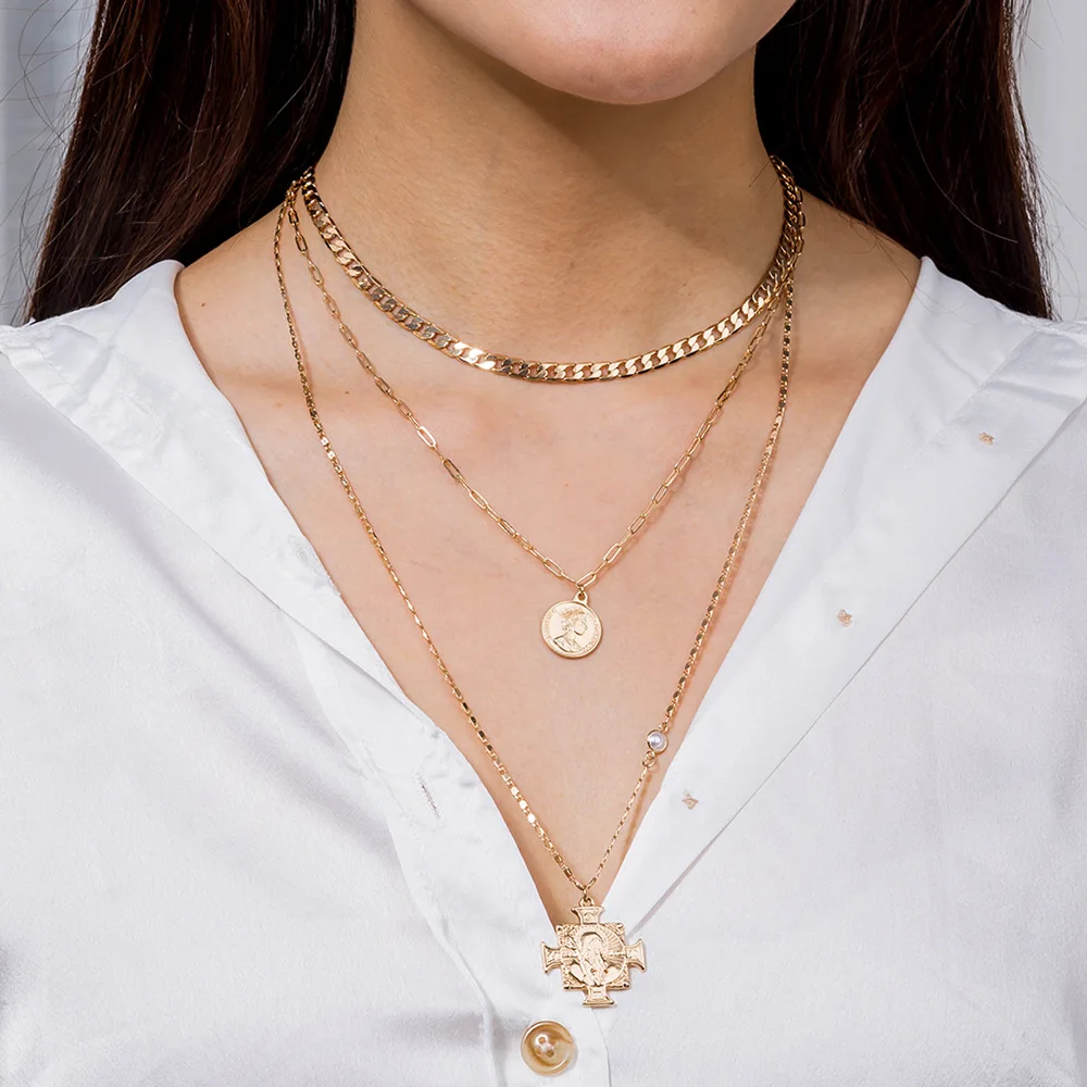 Bohemia Portrait Alloy Gold Coin Pendant Necklaces For Women Vintage Fashion Long Necklace 2020 Jewelry Gifts | Украшения и