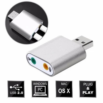 

USB External Stereo Sound Adapter 7.1 for Windows and Mac. Plug and play No drivers Needed(AU-MMSA 2.1)