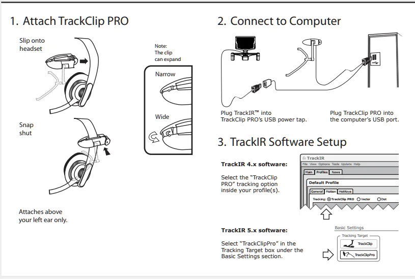 TrackIr 5 Système de suivi infrarouge professionnel de la posture de la  tête adapté à plusieurs jeux, TrackIr 5 Système de suivi optique de la tête  + Clip de piste : 