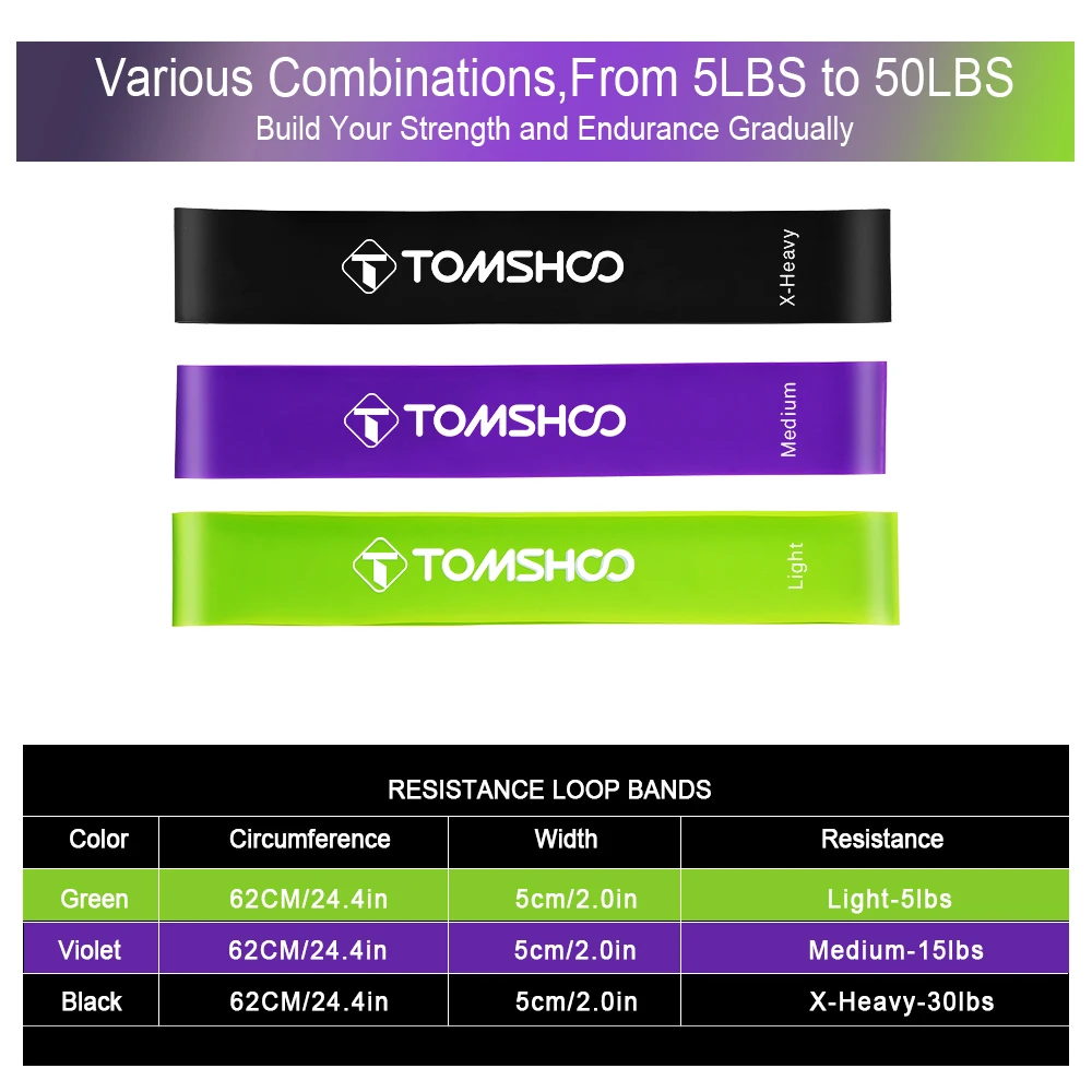 TOMSHOO 14/17 Эспандеры Набор Йога сопротивление резинки фитнес-оборудование для помещений тренировка, Упражнение резинки