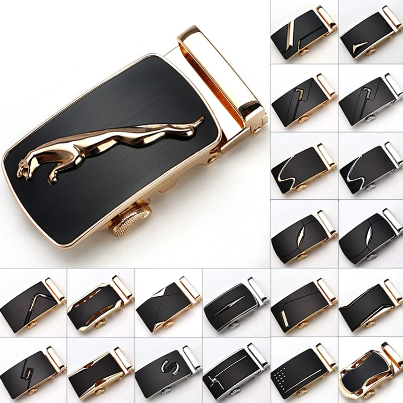 

Fashion Luxury Glod Alloy Automatic Pu Belt Buckles for Men's LeatherWaist Belts for Men Pants Buckles 3.5cm Ratchet Accessories