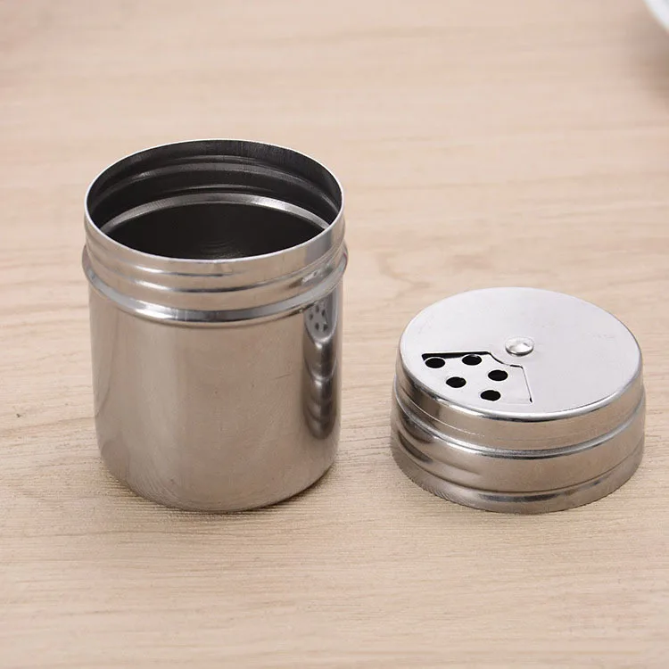 Stainless Steel Seasoning Jar Salt Pepper Shakers Spice Can Barbecue BBQ Condiment Storage Bottle Rotatable Lid Kitchen Cruet