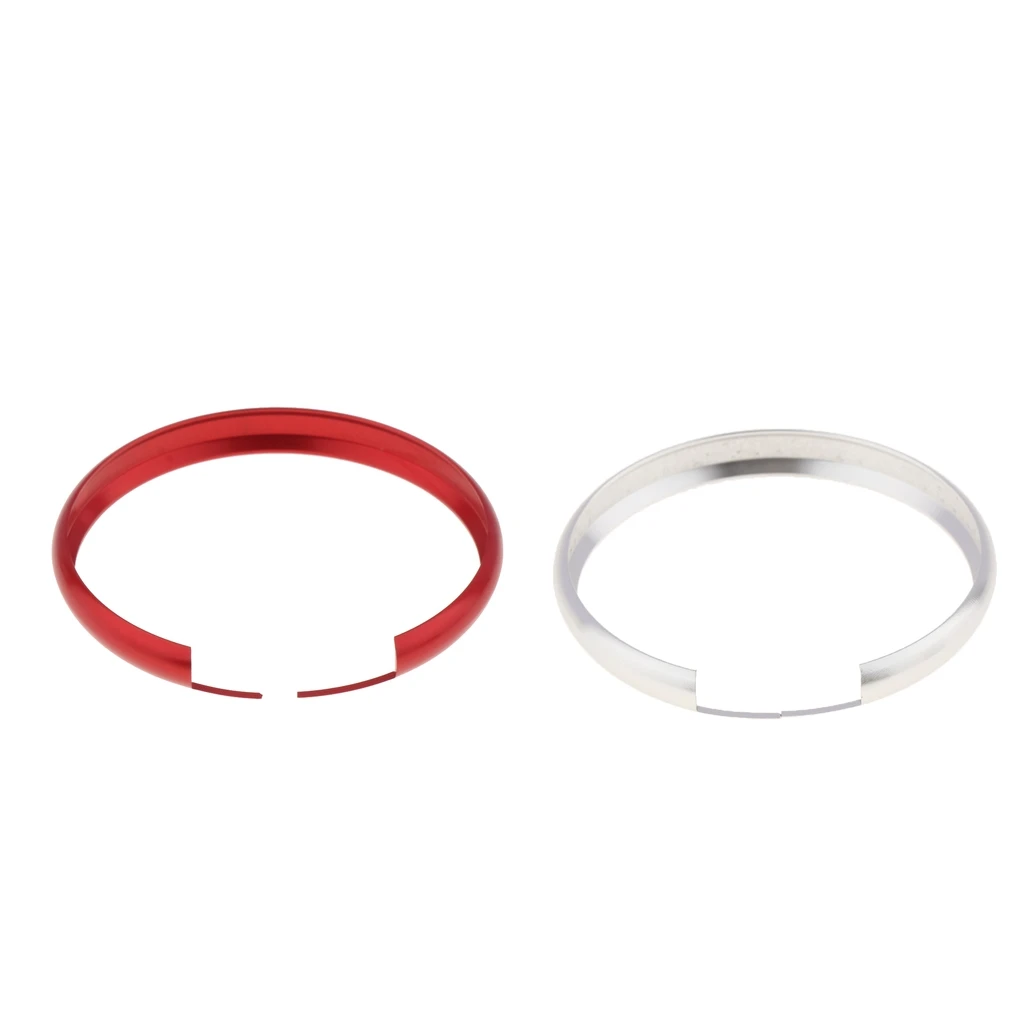 2pcs Alumnium Smart Key Fob Ring Rim Protective Trim Rings Replacement for Mini Cooper Countryman - Silver + Red