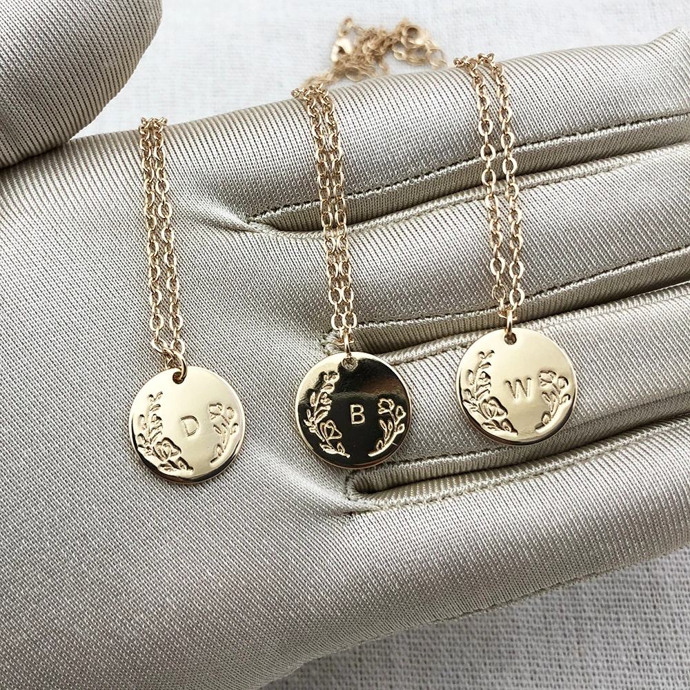 Floral Letter Alphabet Necklace 