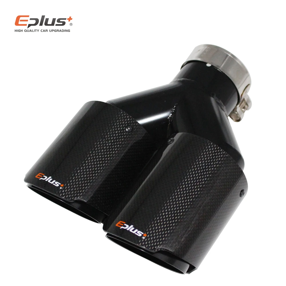 EPLUS Car Carbon Glossy Muffler Tip Y shape Double
