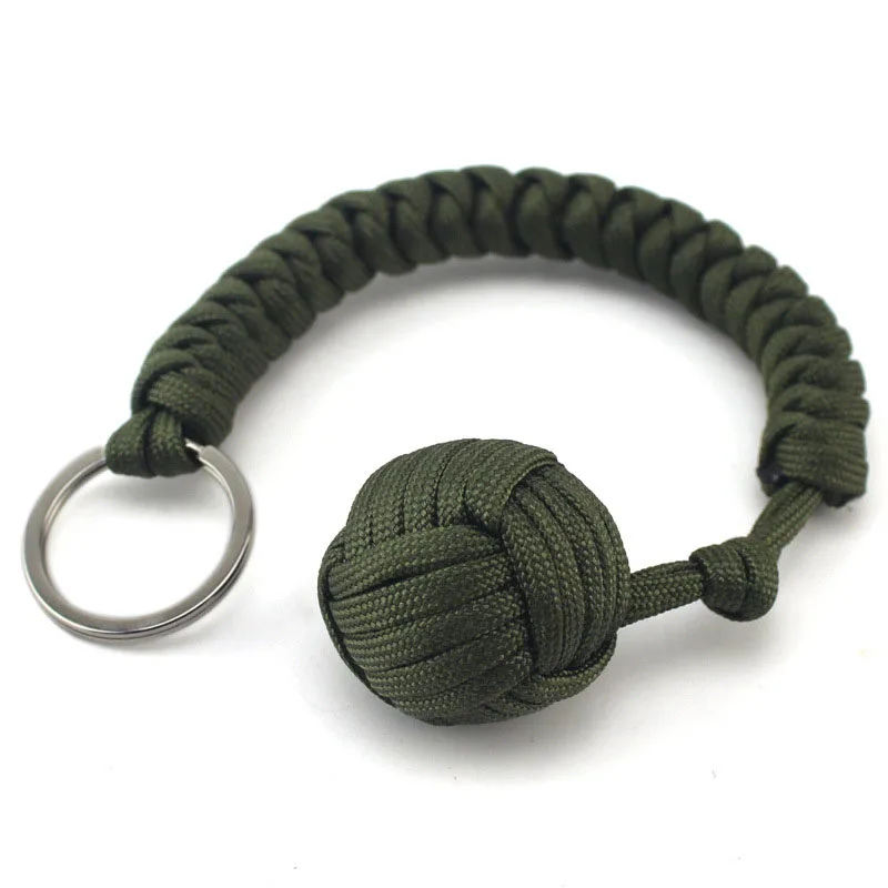 

New Outdoor self-defense field emergency survival kit key rings seven-core umbrella hand-woven keychain with steel ball