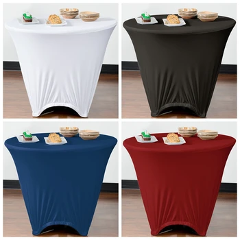 

High Thick Fabric Round Spandex Table Cover Stretch Table Cloth Banquet Tablecloth Overlay For Wedding Event Hotel Decoration