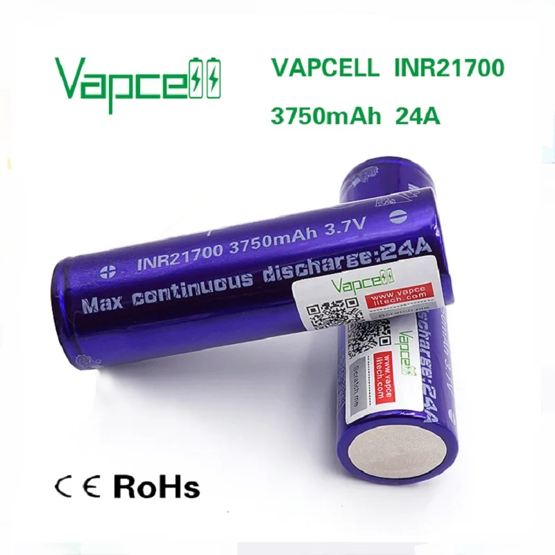 1 доллар купон Vapcell горячая Распродажа 21700 3750 мАч 24A сильная мощность для 21700 мод 3,7 в ячейка такая же как и S35