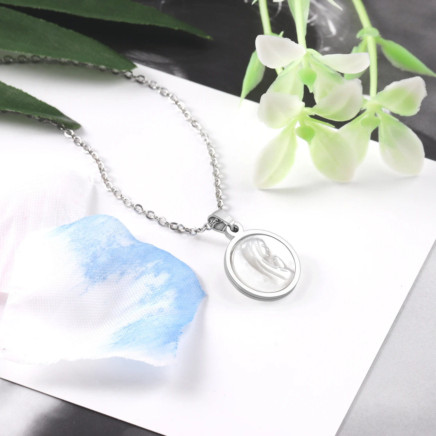 LUXUSTEEL, Религиозные ювелирные изделия, натуральная Мэри, круглый кулон в виде ракушки, ожерелье из нержавеющей стали, золото/серебро, вечерние воротники