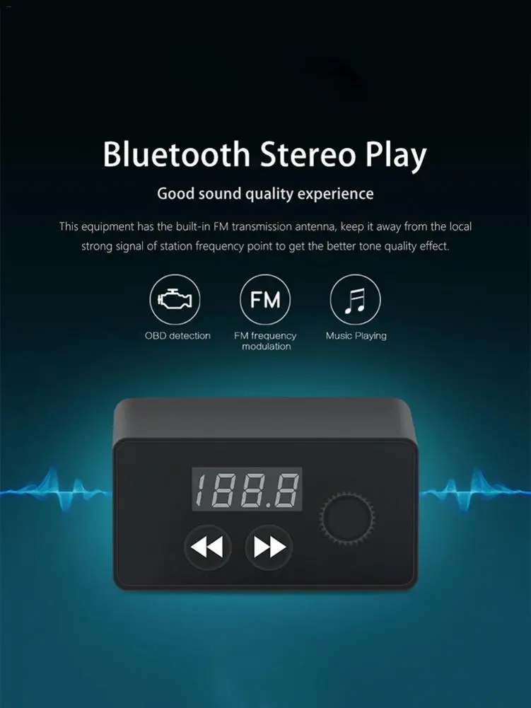 OBD2 Bluetooth автоматический сканер OBD музыкальный плеер 2 в 1 fm-передатчик Bluetooth MP3-плеер TF карта с пультом дистанционного управления для автомобиля