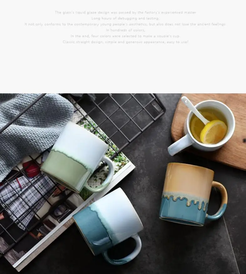 

Creative Chic Ceramic Mug Milk Juice Water Coffee Cup Handle Drinkware Lovers Couple Gifts 310ML