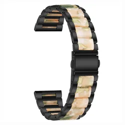 Premium Metal Resin Watch Band Strap for Men - 20mm Adjustable (Green Black)